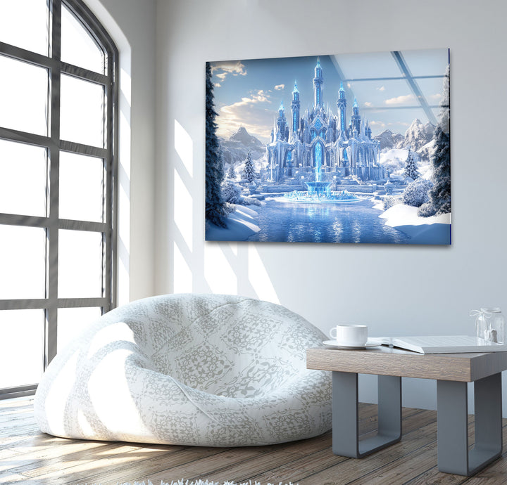 Snow Castle Glass Wall Art print on glass, glass printed photos
