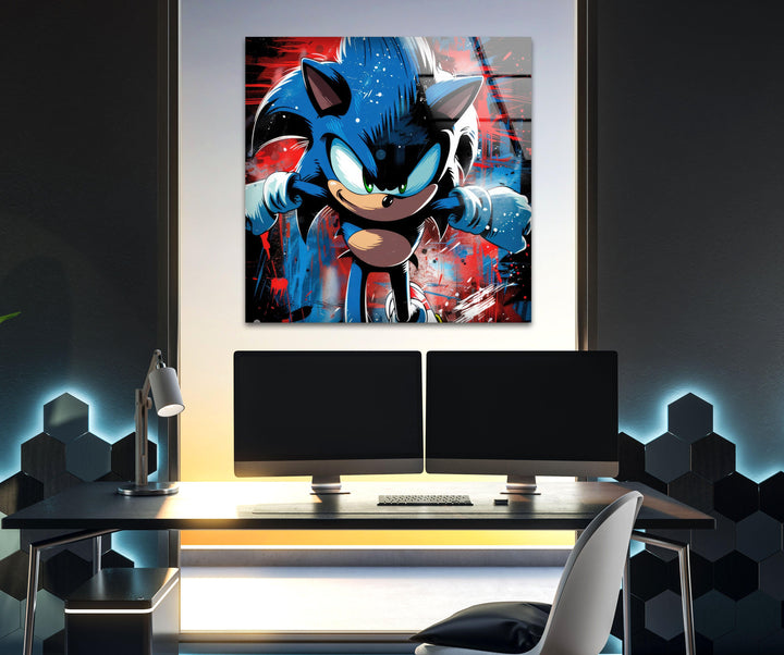 Sonic Running Glass Wall Art glass pictures for Wall, glass prints wall art
