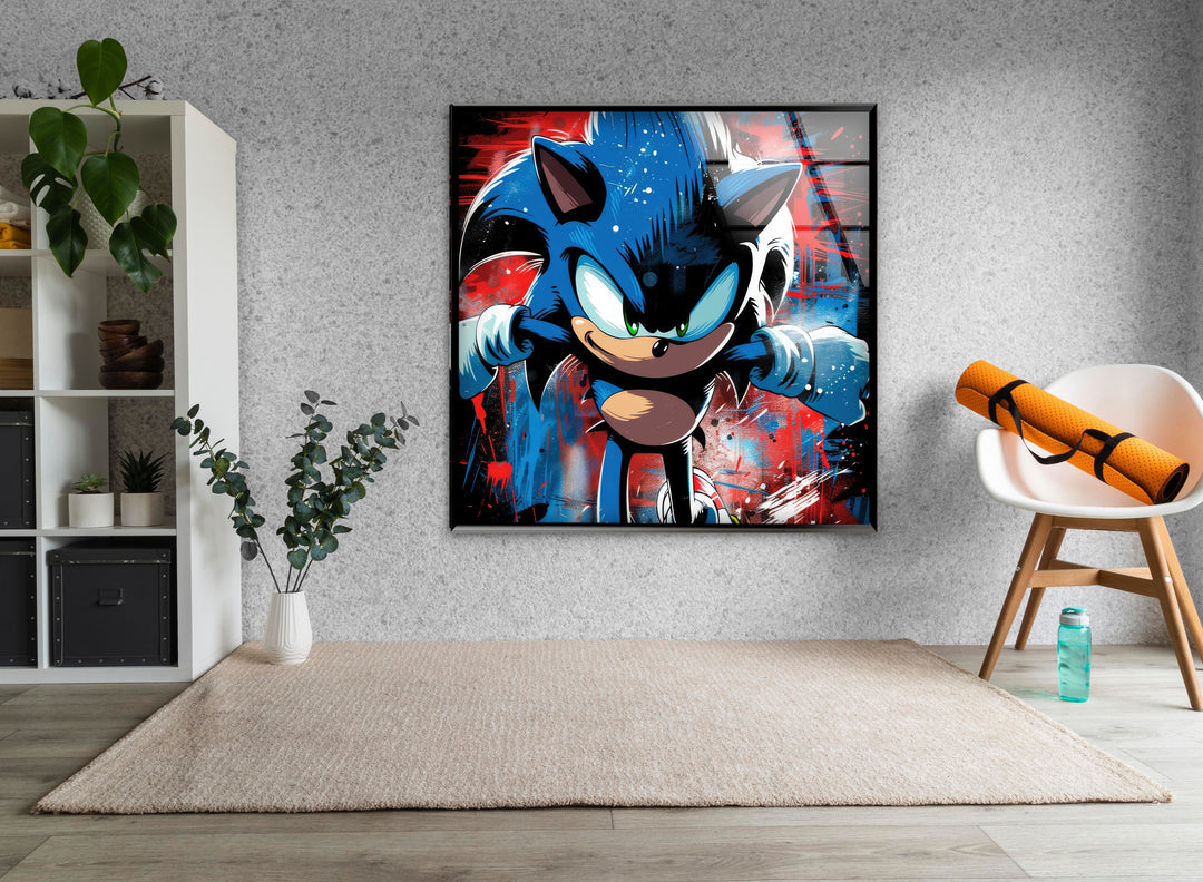 Sonic Running Glass Wall Art glass wall decor, glass wall art decor
