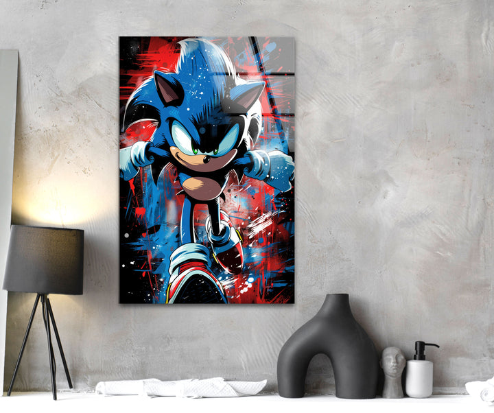 Sonic Running Glass Wall Art large glass photo prints, glass wall photos
