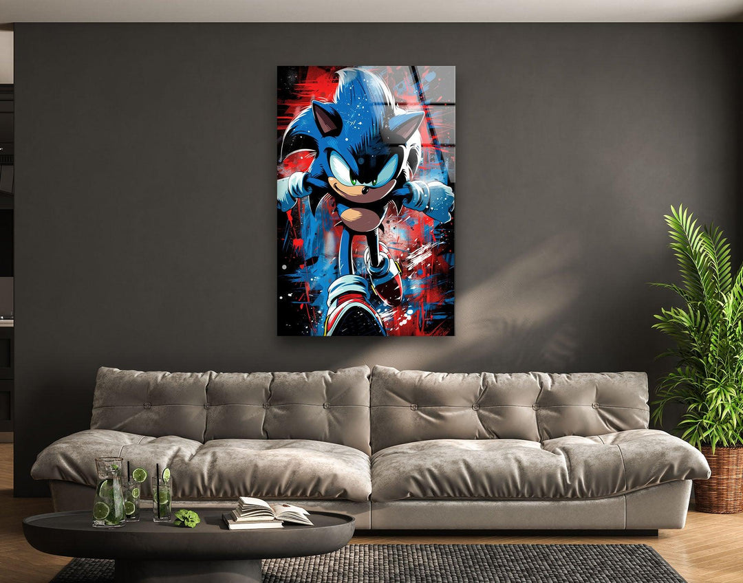 Sonic Running Glass Wall Art glass image printing, glass prints from photos
