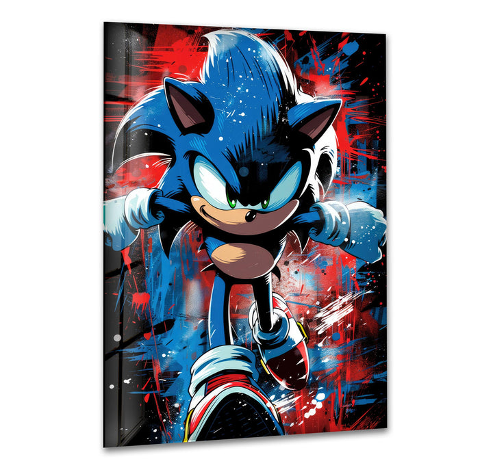 Sonic Running Glass Wall Art glass photo prints, glass picture prints
