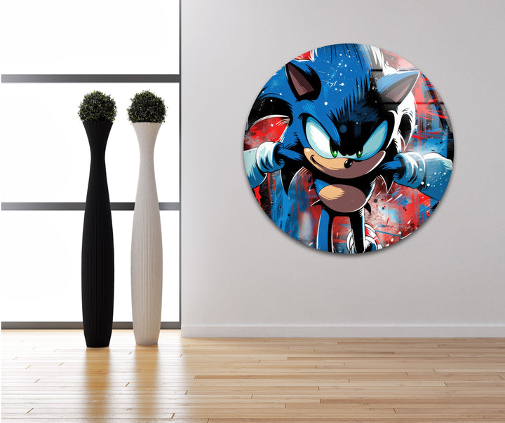 Sonic Running Glass Wall Art print on glass, glass printed photos
