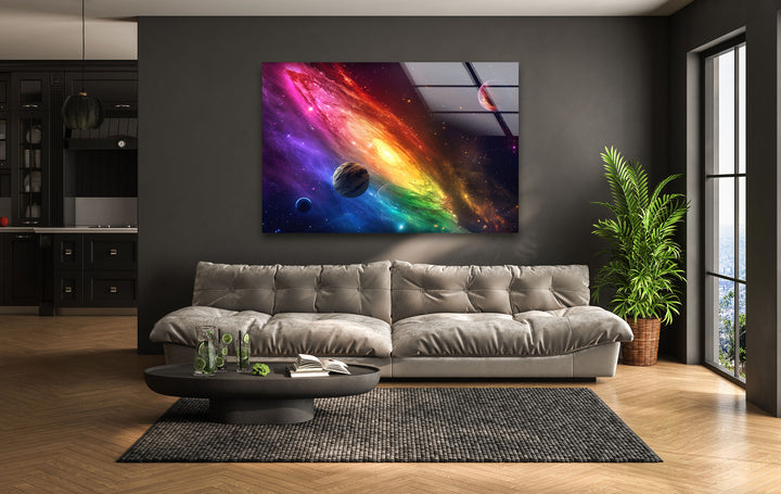 A Vibrant Galaxy Glass Wall Art, glass pictures for Wall, glass prints wall art