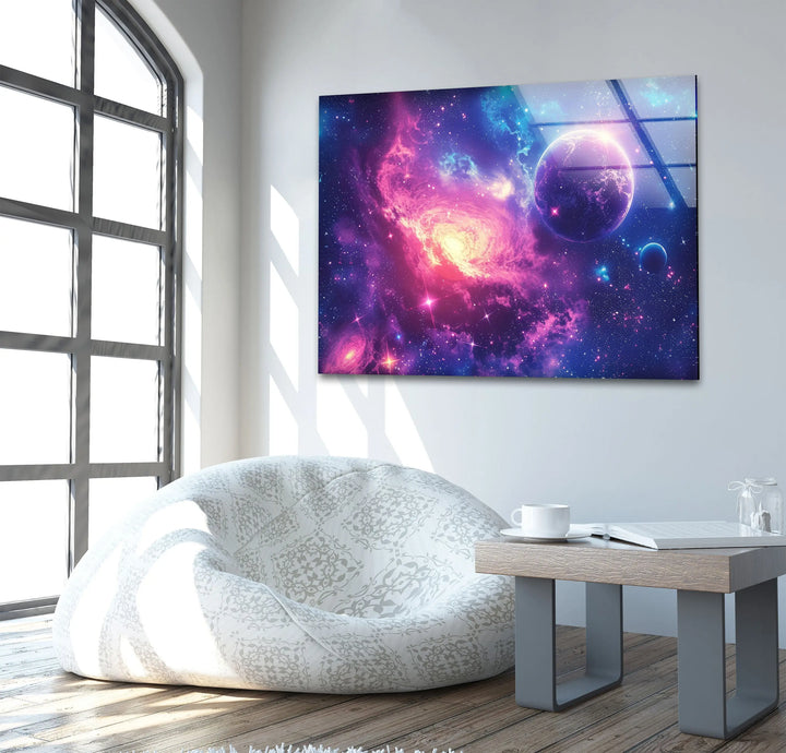 Universe Exploring Glass Wall Art, glass art painting, glass art for the Wall