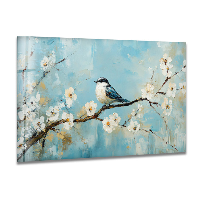 Sparrow Oil Paint Glass Wall Art glass image printing, glass prints from photos
