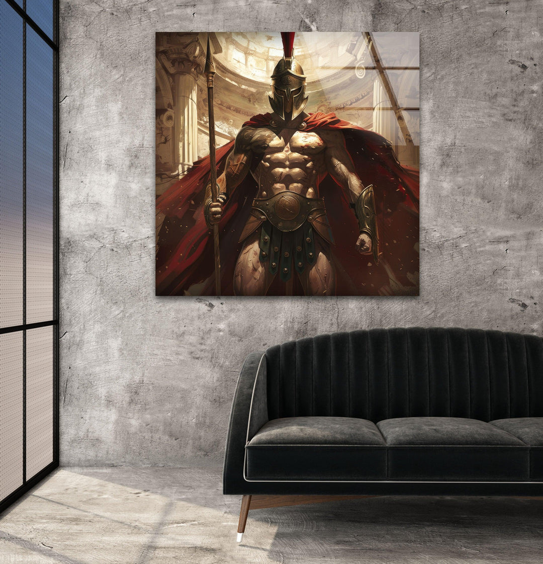 Spartan Warrior Glass Wall Art Glass Printing Wall Art, Print photos on glass
