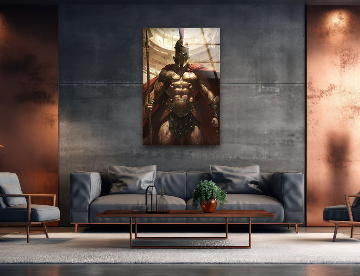 Spartan Warrior Glass Wall Art large glass photo prints, glass wall photos
