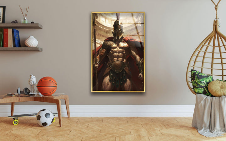 Spartan Warrior Glass Wall Art print on glass, glass printed photos
