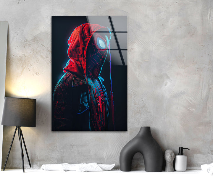 Miles Morales Spiderman Glass Wall Art photo print on glass, prints on glass wall art
