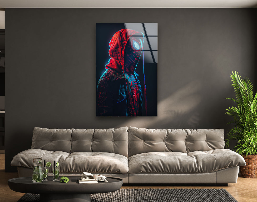 Miles Morales Spiderman Glass Wall Art custom glass pictures, glass art prints
