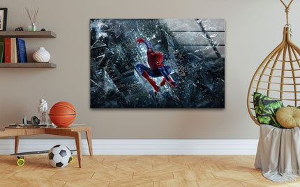 The Amazing Spiderman Movie Banner Glass Wall Art