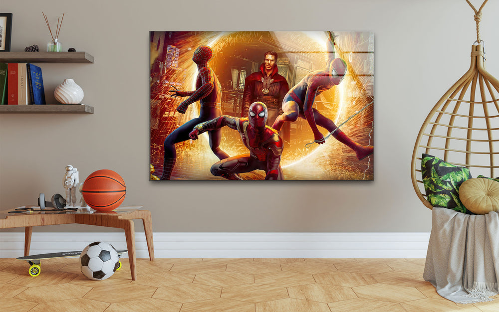 Marvel Spiderman and DR Strange Glass Wall Art,  picture on glass wall art, photos printed on glass