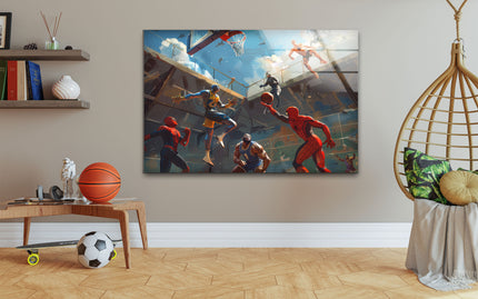 Marvel In Basketball Glass Wall Art