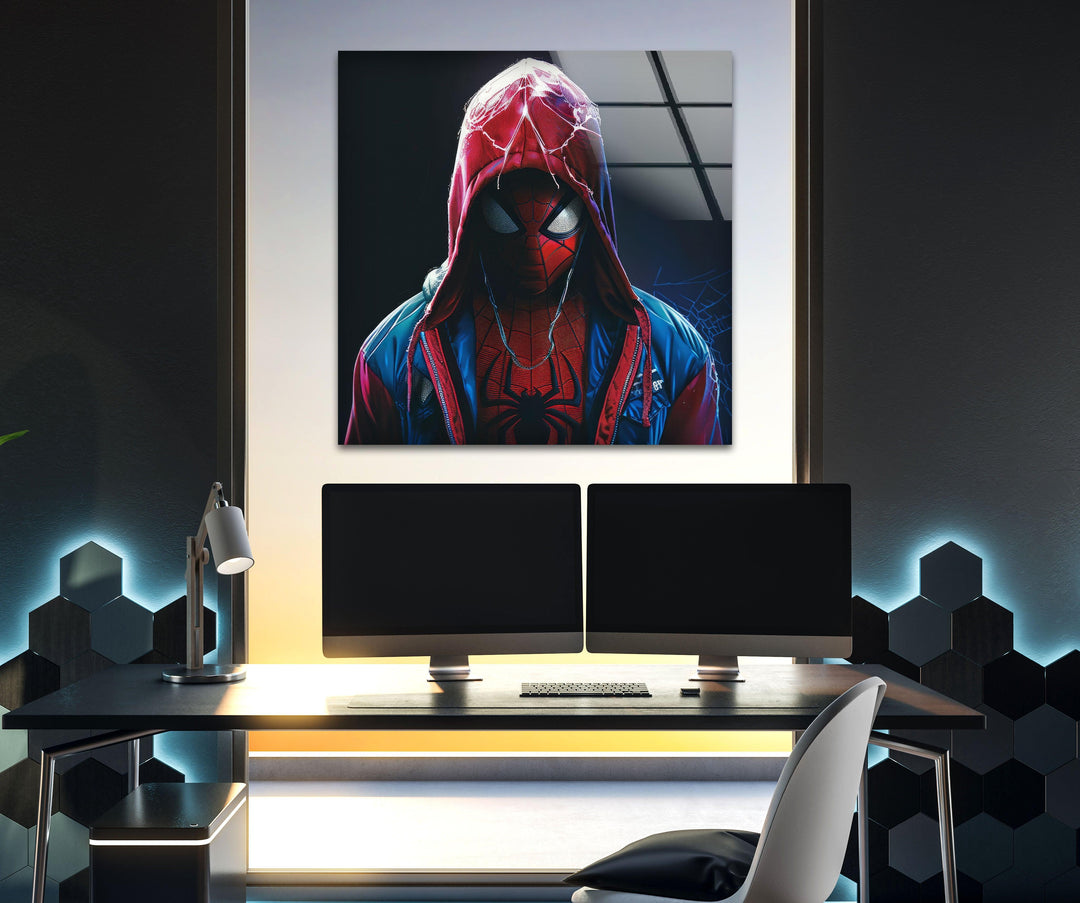 Spider-Man Miles Morales Glass Wall Art glass pictures for Wall, glass prints wall art
