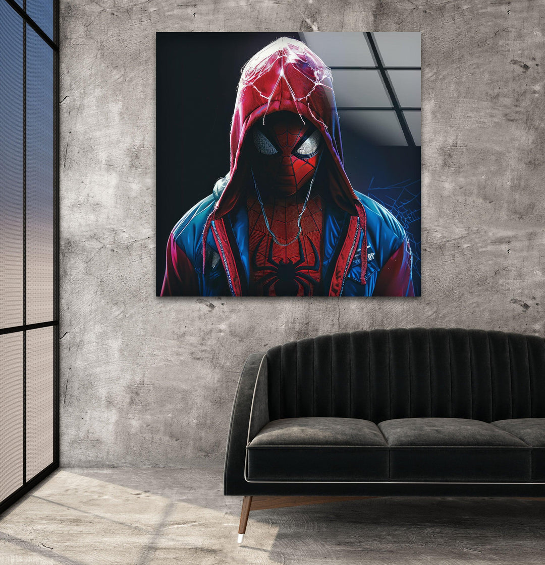 Spider-Man Miles Morales Glass Wall Art glass image printing, glass prints from photos
