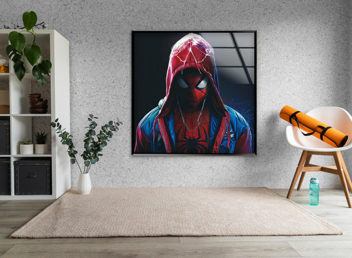 Spider-Man Miles Morales Glass Wall Art picture on glass wall art, photos printed on glass
