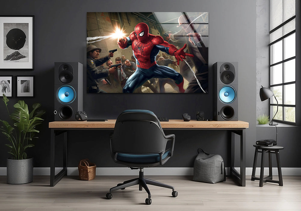 Spider Man Fighting Glass Wall Art Glass Printing Wall Art, Print photos on glass
