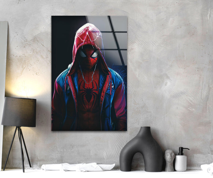 Spider-Man Miles Morales Glass Wall Art print picture on glass, Tempered Glass Wall Art
