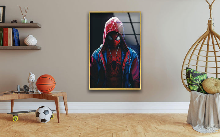 Spider-Man Miles Morales Glass Wall Art custom glass pictures, glass art prints
