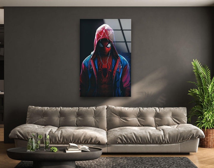 Spider-Man Miles Morales Glass Wall Art large glass photo prints, glass wall photos
