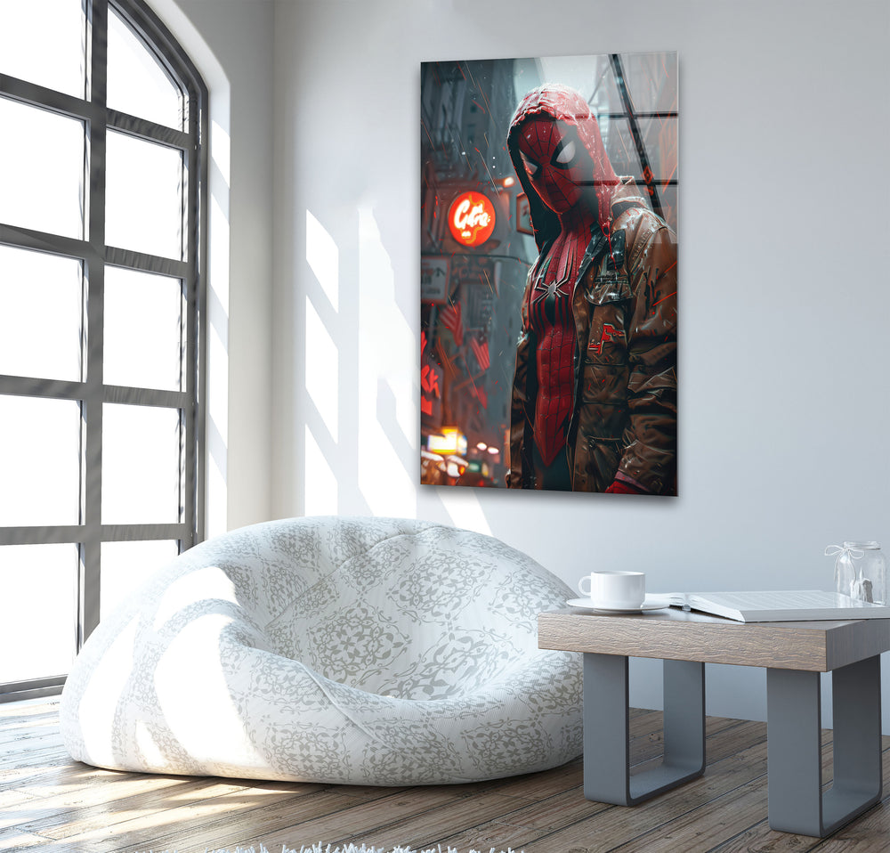 Cyberpunk Spider-man Glass Wall Art, picture on glass wall art, photos printed on glass