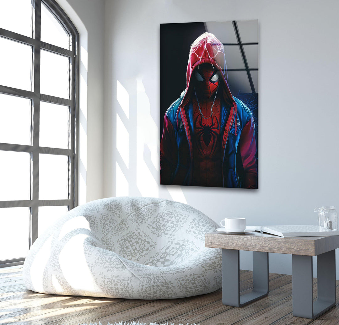 Spider-Man Miles Morales Glass Wall Art photo print on glass, prints on glass wall art
