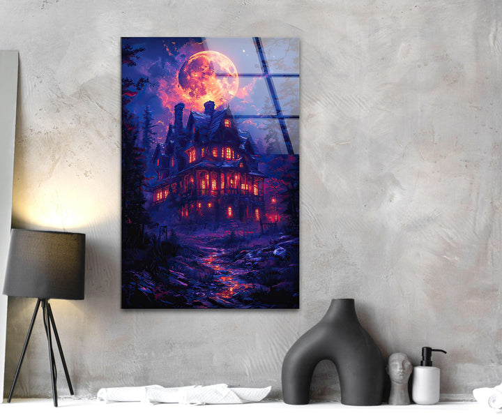 Spooky Haunted House Glass Wall Art large glass photo prints, glass wall photos
