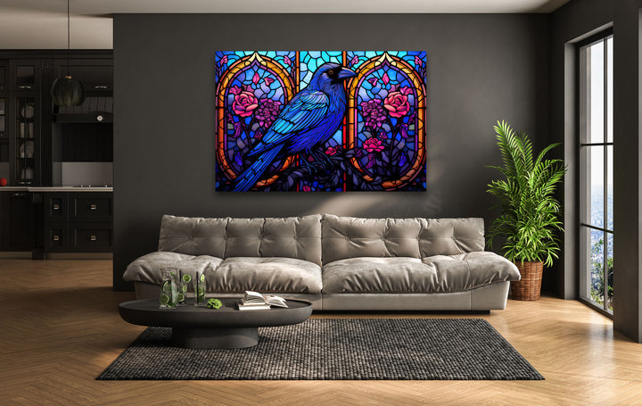 Stained Gothic Raven Glass Wall Art art glass wall art, glass wall art pictures
