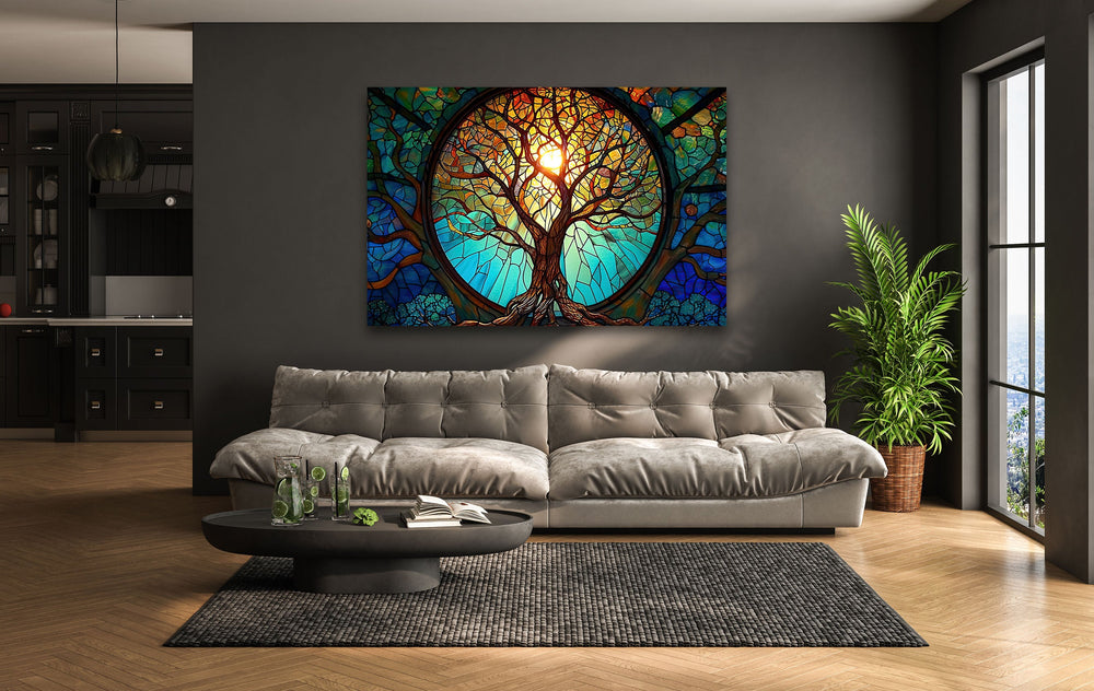 Stained Tree Vivid Glass Wall Art stained glass wall art, stained glass wall decor
