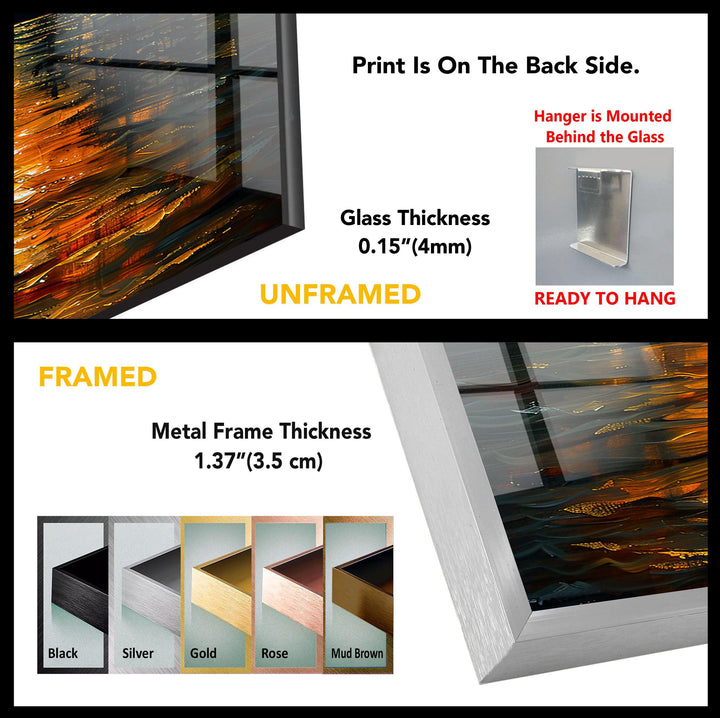 Starry Orange Sky Over a Valley Glass Wall Art