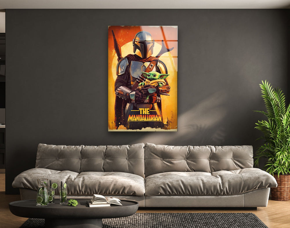 The Mandalorian & Baby Yoda Glass Wall Art glass wall decor, glass wall art decor
