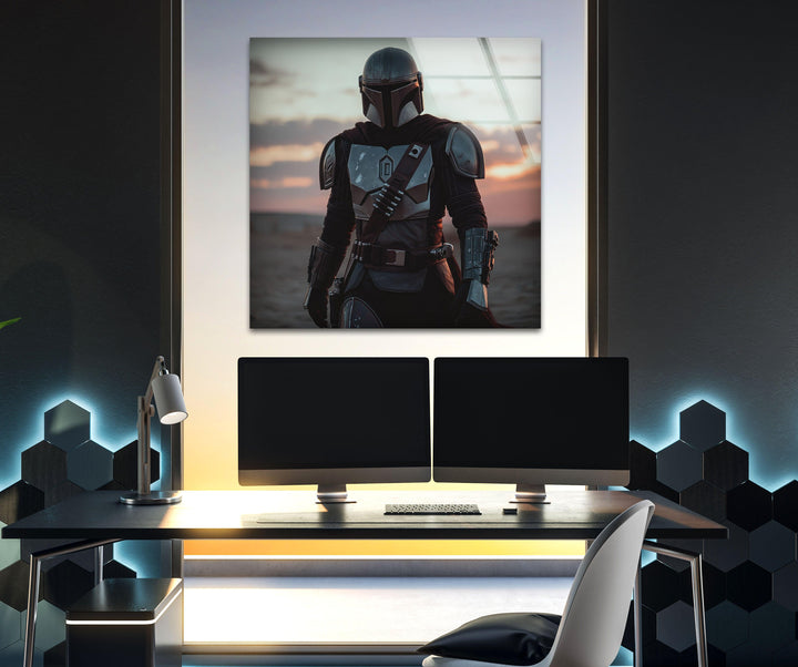 Mandalorian Star Wars Glass Wall Art custom glass pictures, glass art prints
