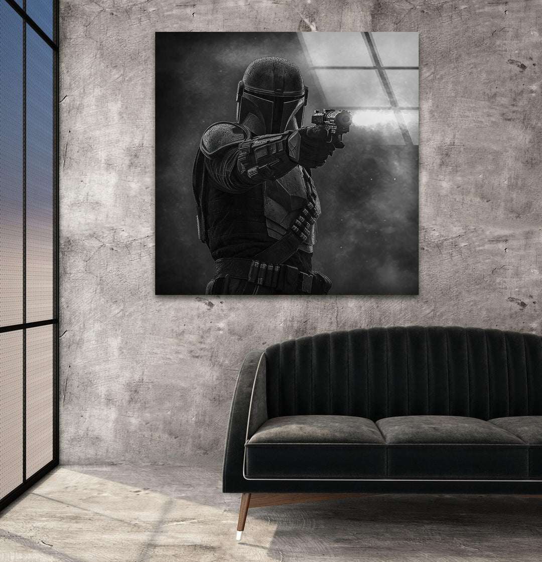 Mandalorian Shooting Star Wars Glass Wall Art glass image printing, glass prints from photos
