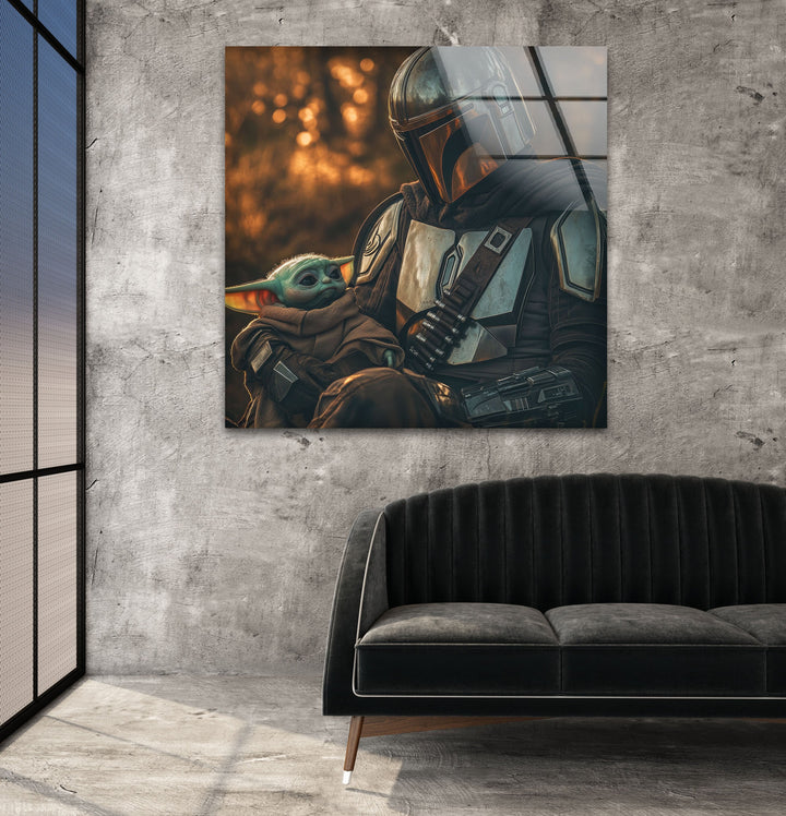 Mandalorian & Baby Yoda Glass Wall Art glass pictures for Wall, glass prints wall art
