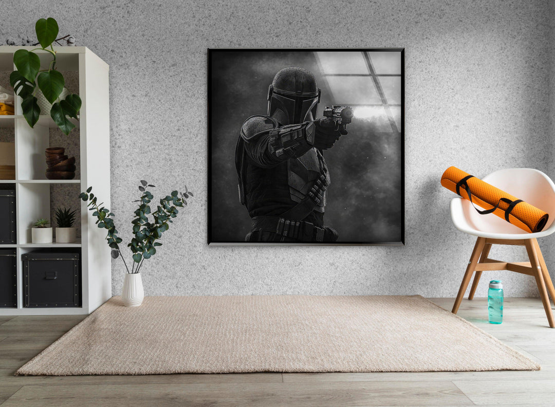 Mandalorian Shooting Star Wars Glass Wall Art glass pictures for Wall, glass prints wall art
