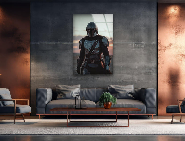 Mandalorian Star Wars Glass Wall Art large glass photo prints, glass wall photos
