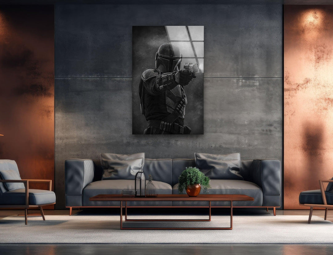 Mandalorian Shooting Star Wars Glass Wall Art large glass photo prints, glass wall photos
