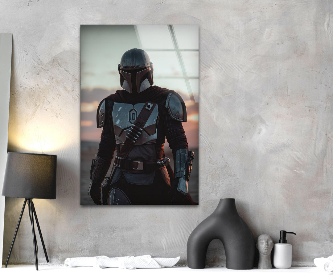 Mandalorian Star Wars Glass Wall Art custom glass photo prints, large glass prints
