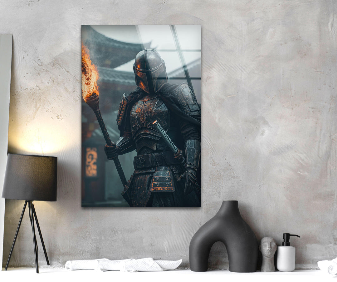 Mandalorian & Torch Star Wars Glass Wall Art print on glass, glass printed photos
