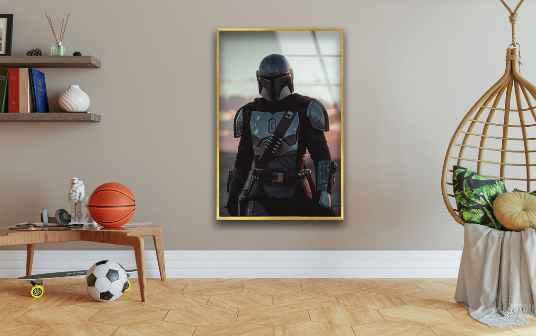 Mandalorian Star Wars Glass Wall Art picture on glass wall art, photos printed on glass
