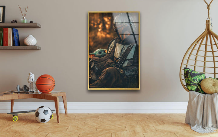 Mandalorian & Baby Yoda Glass Wall Art print on glass, glass printed photos
