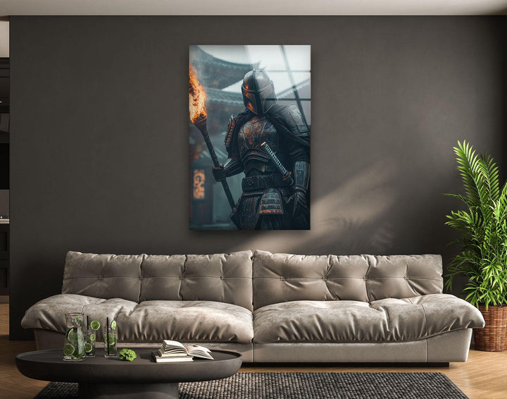 Mandalorian & Torch Star Wars Glass Wall Art glass photo prints, glass picture prints
