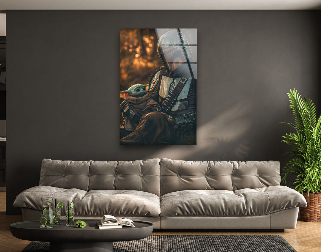 Mandalorian & Baby Yoda Glass Wall Art glass image printing, glass prints from photos
