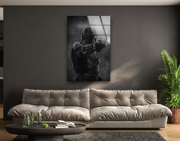 Mandalorian Shooting Star Wars Glass Wall Art glass photo prints, glass picture prints
