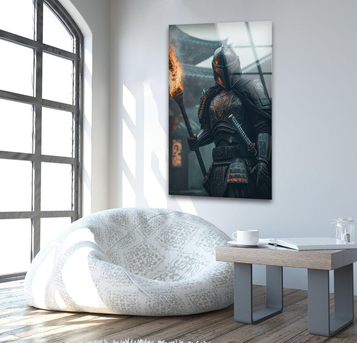 Mandalorian & Torch Star Wars Glass Wall Art glass image printing, glass prints from photos
