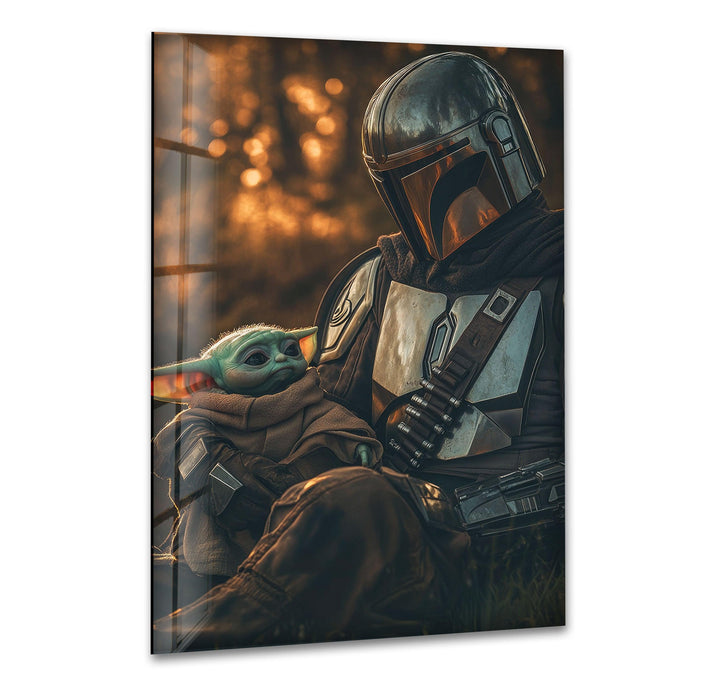 Mandalorian & Baby Yoda Glass Wall Art glass photo prints, glass picture prints
