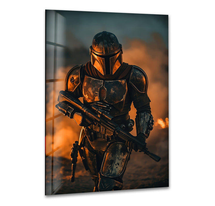 The Mandalorian Star Wars Glass Wall Art print picture on glass, Tempered Glass Wall Art
