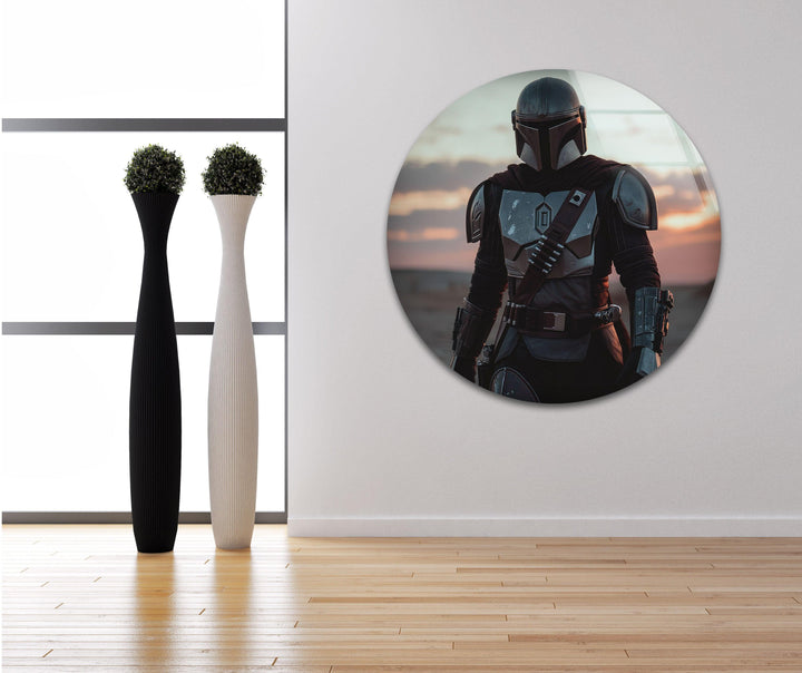 Mandalorian Star Wars Glass Wall Art print picture on glass, Tempered Glass Wall Art
