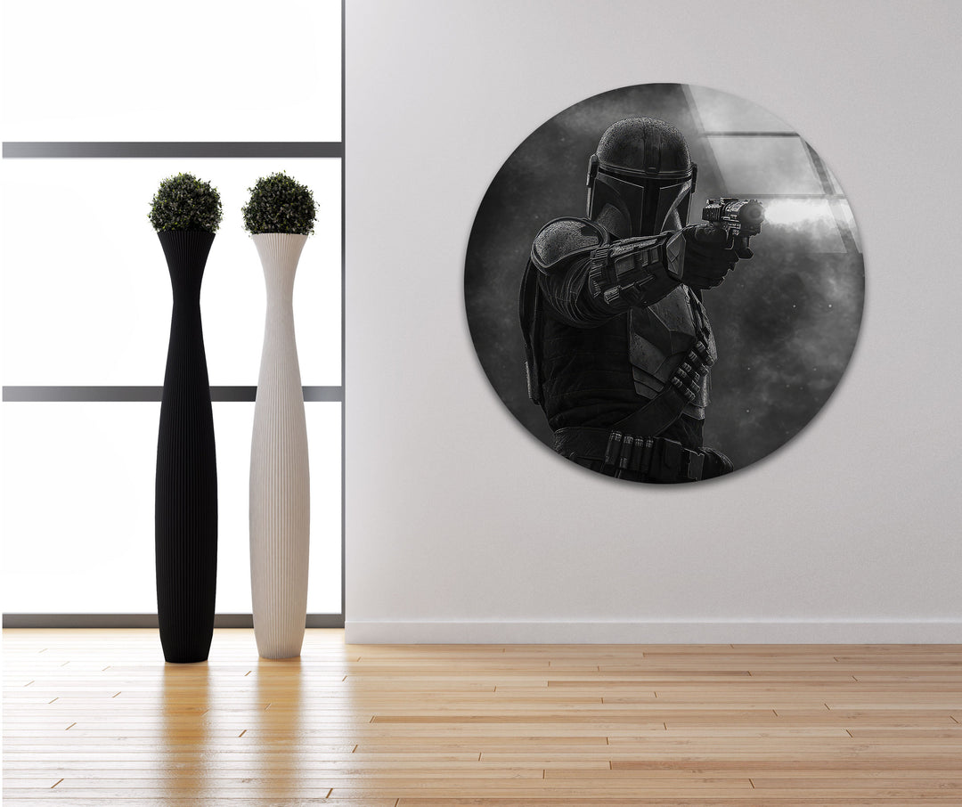 Mandalorian Shooting Star Wars Glass Wall Art glass wall decor, glass wall art decor
